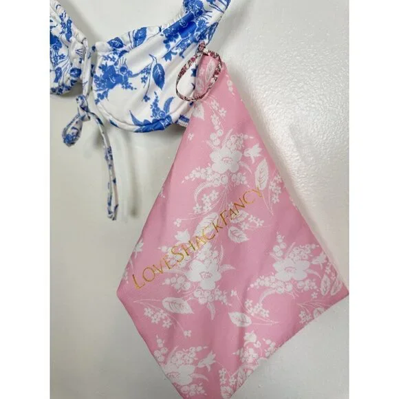 LOVESHACKFANCY Swim Massimo Bikini Set in Cobalt Pop Size Small